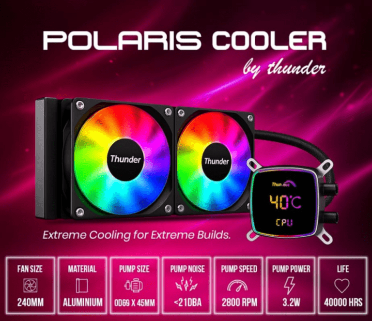 Thunder Liquid Cooler Polaris 240mm Black With Display Thunder Liquid Cooler Polaris 240mm Black With Display